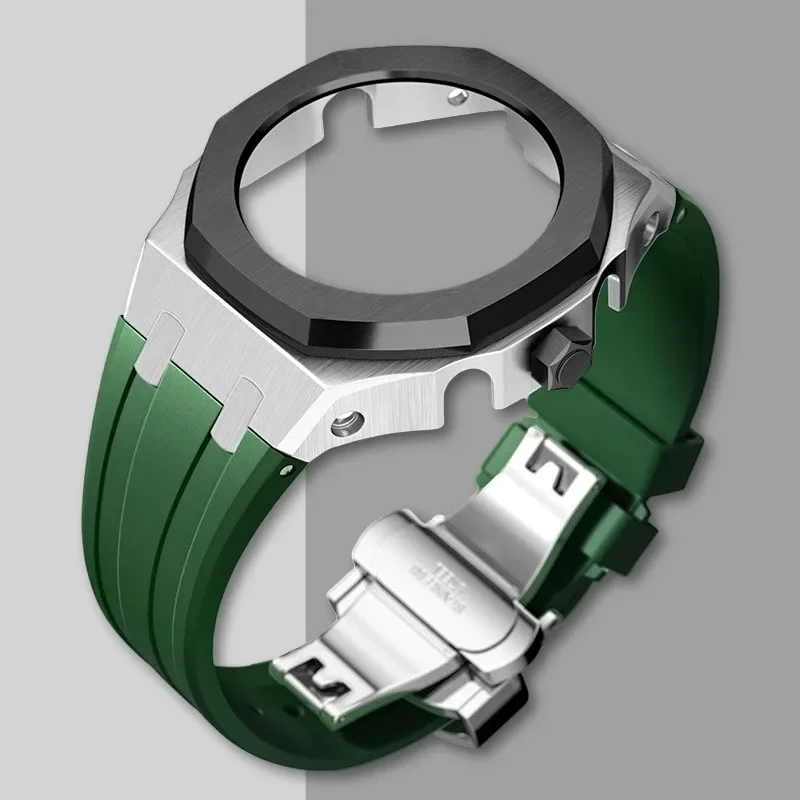Nieuwe Gen5 Casioak Rvs Case voor G-Shock GA2100 Mod Kits Modificatie Kit Metalen Bezel Rubberen Band voor GA2110 GAB2100