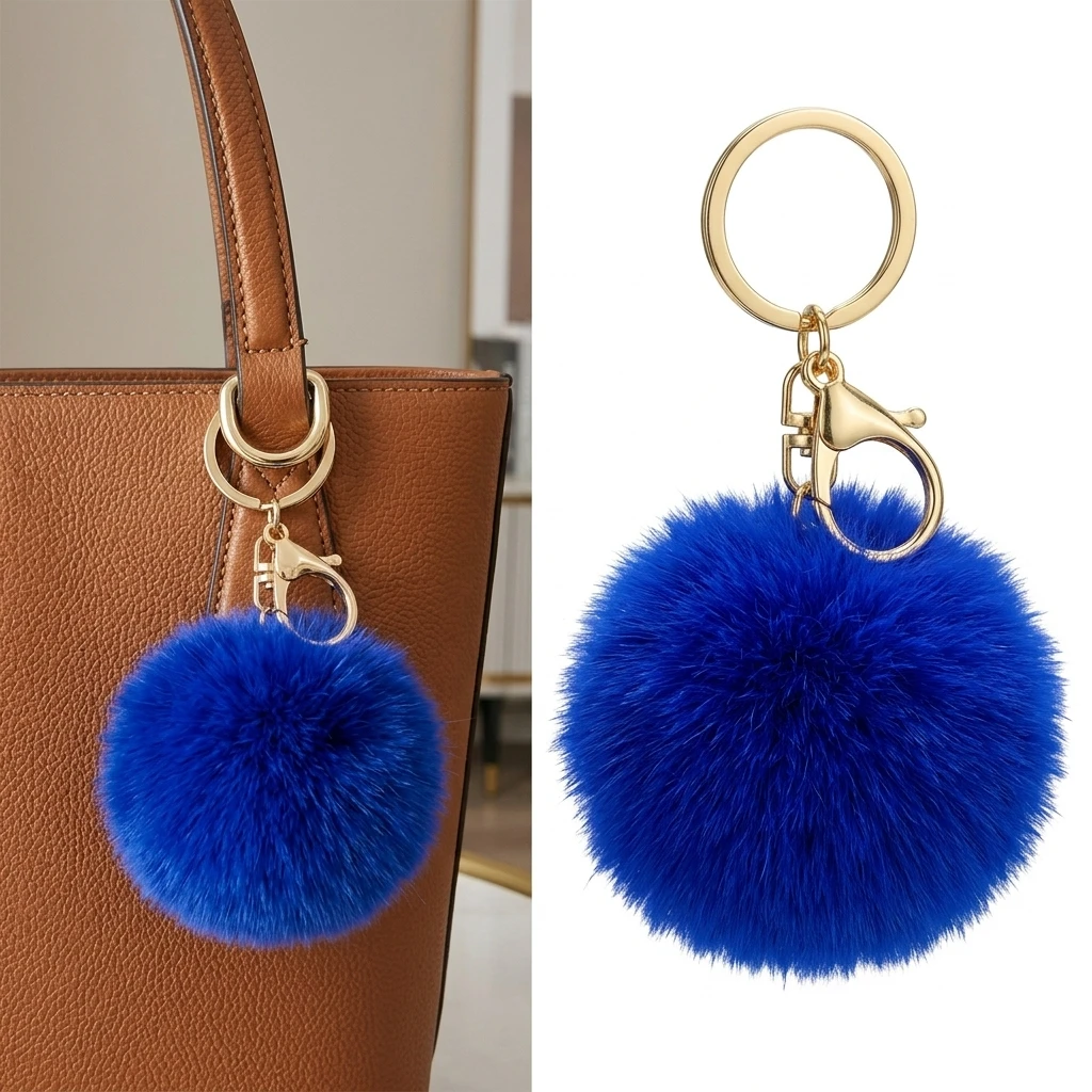 1/10Pcs Fluffy Imitating Otter Rabbit Fur Ball Backpack Keyring Accessories for Women PomPom Keychain Cute Candy Colors Gifts view 4