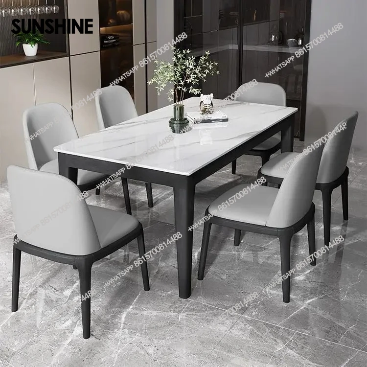 Italian rock slab modern simple household all solid wood light luxury rectangular western dining table