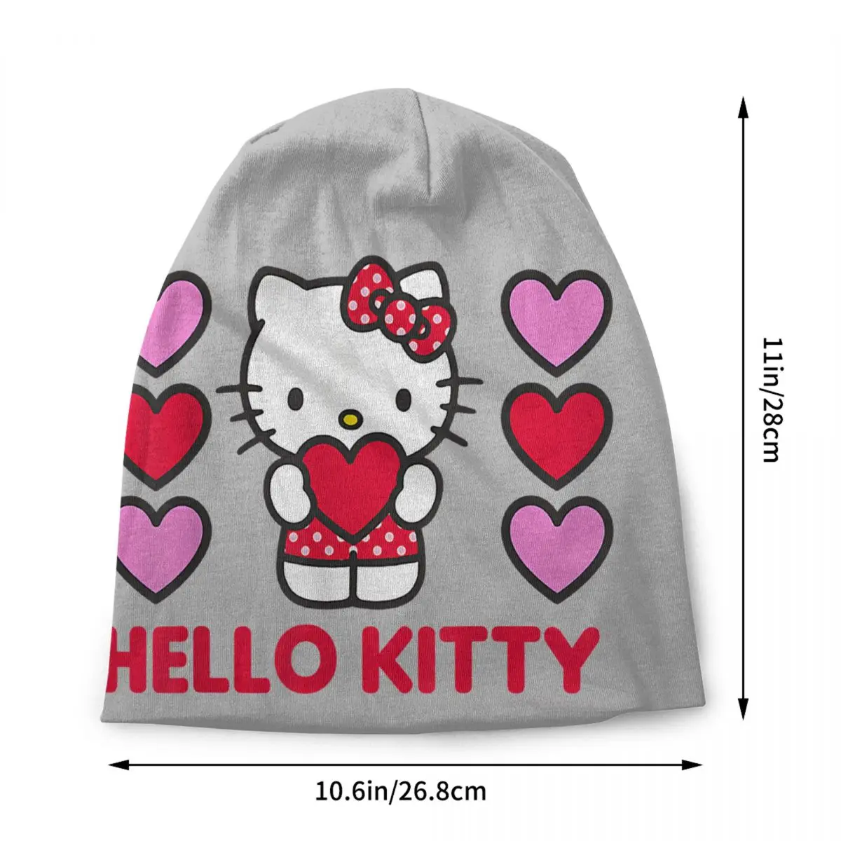 Custom Hello Kitty Valentine Hearts Bonnet Hat Knitting Hats Men Women Hip Hop Unisex Adult Warm Winter Skullies Beanies Caps