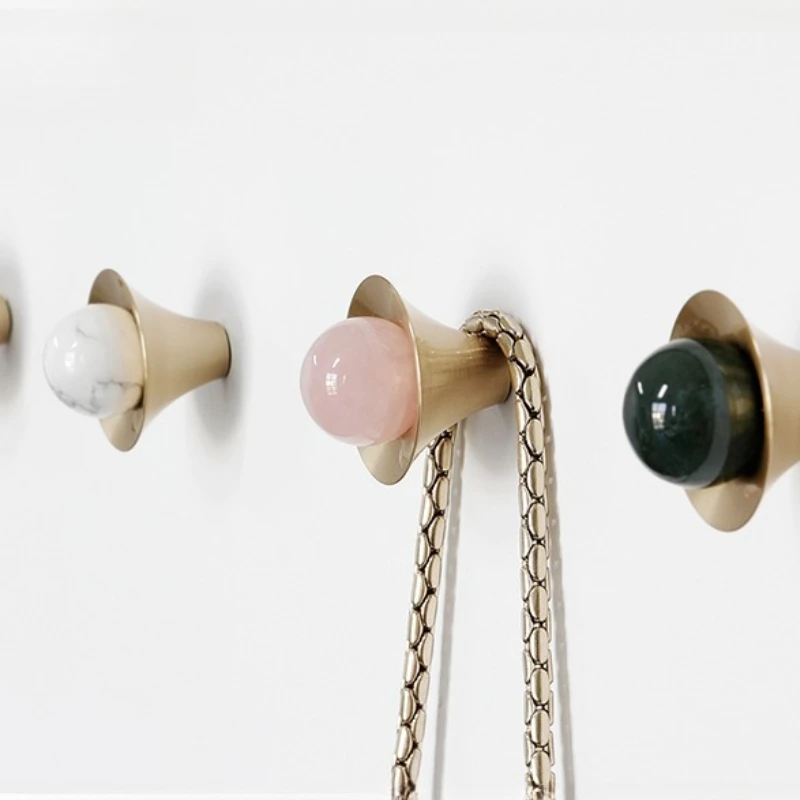 

Natural Stone + Solid Brass Pink Crystal Hardware - Kitchen Cabinet/Cupboard Handles, Pulls Knobs for Spotted Stone Shoe Cabine