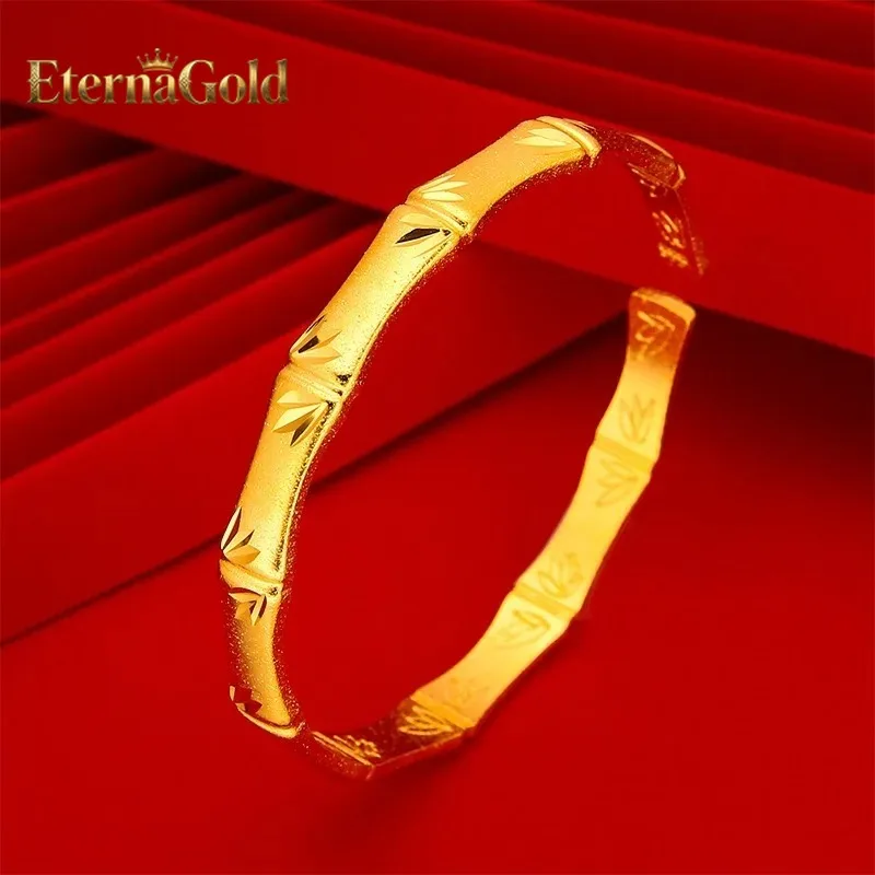 

Браслет из настоящего золота EternaGold 9999 24K, золотой браслет с изображением бамбукового листа, золотые украшения