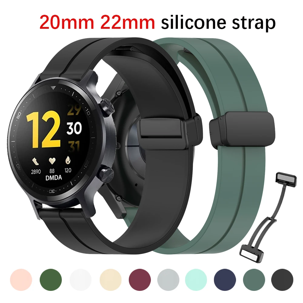 Waterproof Silicone Band Bracelet For Realme Watch 3 2/Watch S Pro Strap Realme watch 20mm 22mm Magnetic Buckle Watchband Correa