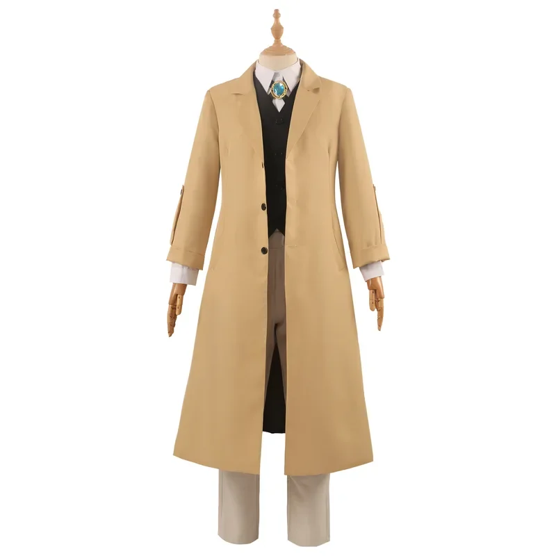 Anime Bungo Stray Dogs Dazai Osamu Cosplay Ensemble complet de vêtements pour hommes adultes, perruque coupe-vent, poignées armées, ective Agency, fête