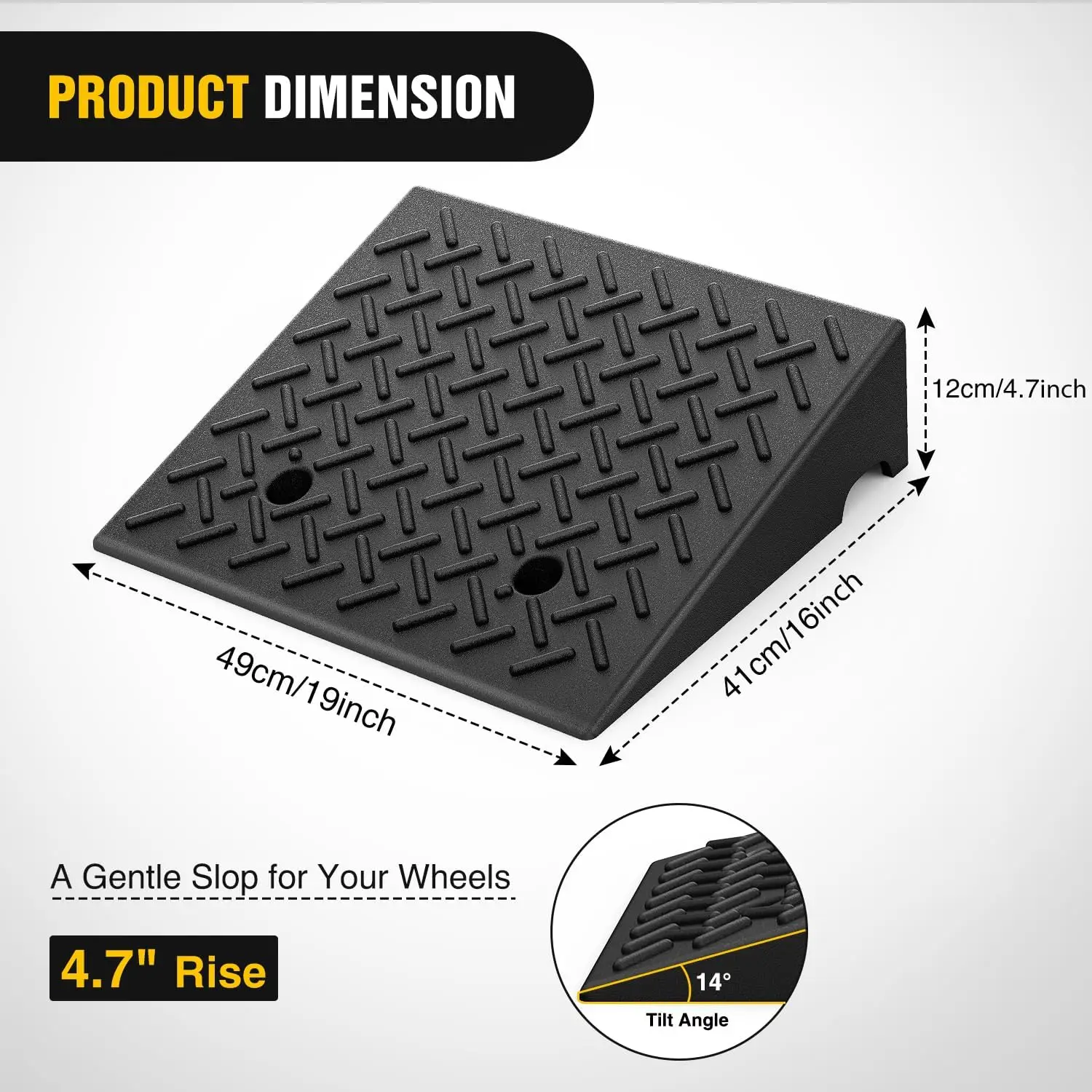 Nilight Rubber Curb Ramps 3.9/4.7/7.5 Inch Rise, 2-Pack | 7000lbs Load Capacity, Height Heavy Duty Threshold Ramp for Cars, Wheelchairs, Scooters and Lawn Mowers