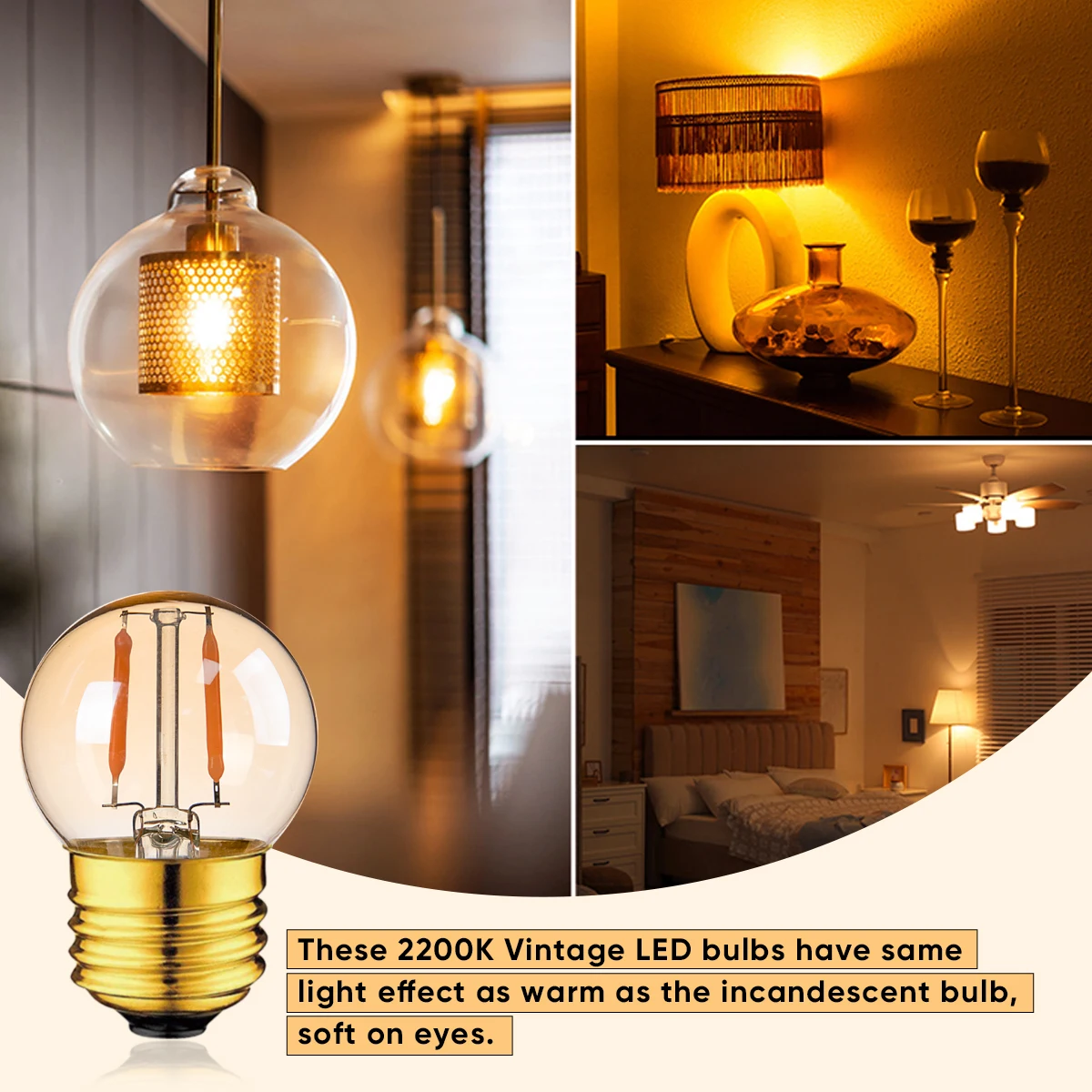 Amber G40 Led Bulb E27 220V E26 110V Vintage Filament Lamp 1W Warm White Indoor Pendant Night Light Decoration Home Light Bulb