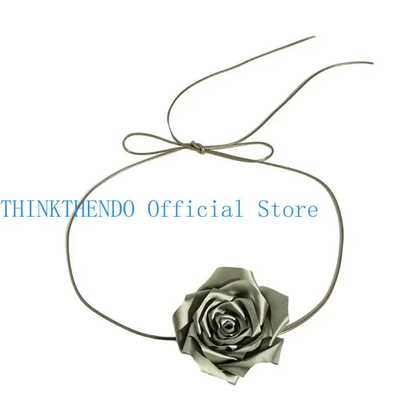 

652F Large Flower Waist Rope for Women Girl Waist Strap Jewelry Belly Belt Elastic Rose Waiststrap Waist Decor Dress Ornament