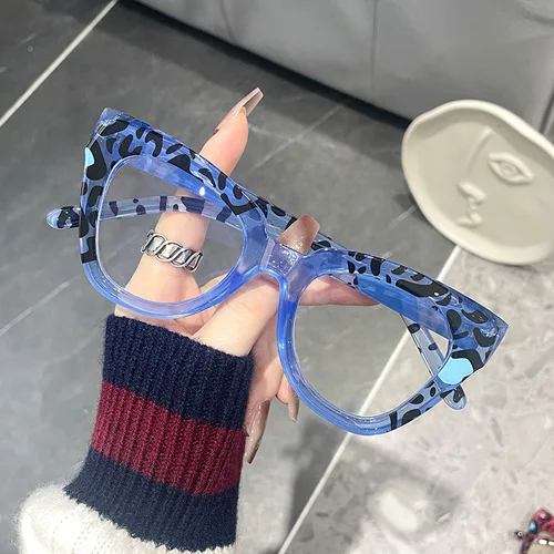 Imagen 2 del producto Gafas de presbicia con luz azul a la moda para mujer, gafas de lectura con montura con estampado de leopardo a la moda Neutral, gafas de lujo HD + 4,0