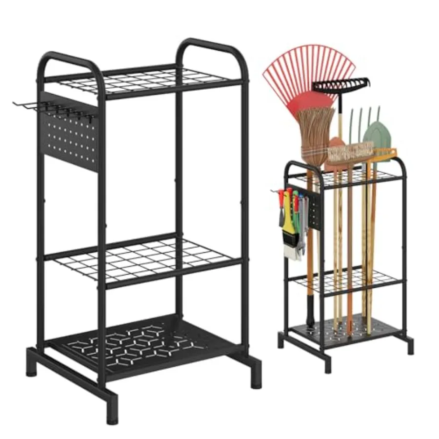 

Органайзер для садовых инструментов, стойка для инструментов, сверхпрочная стальная стойка для хранения садового инвентаря, держатель для метел для сараев и патио