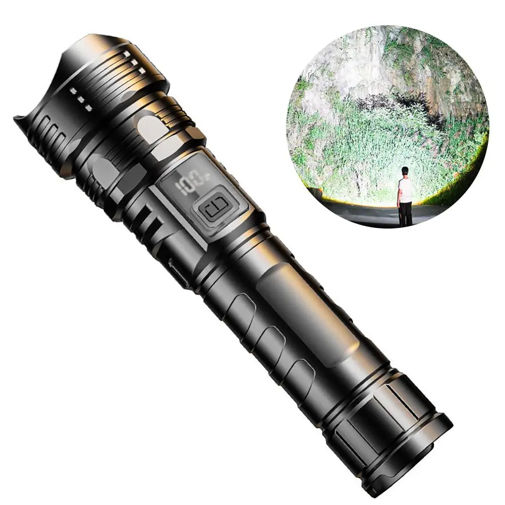 Strong Lighting ABS Flashlamp USB Charging Portable Outdoor EDC Torch Camping Hanging Flashlights Telescopic Focus COB Side Lamp