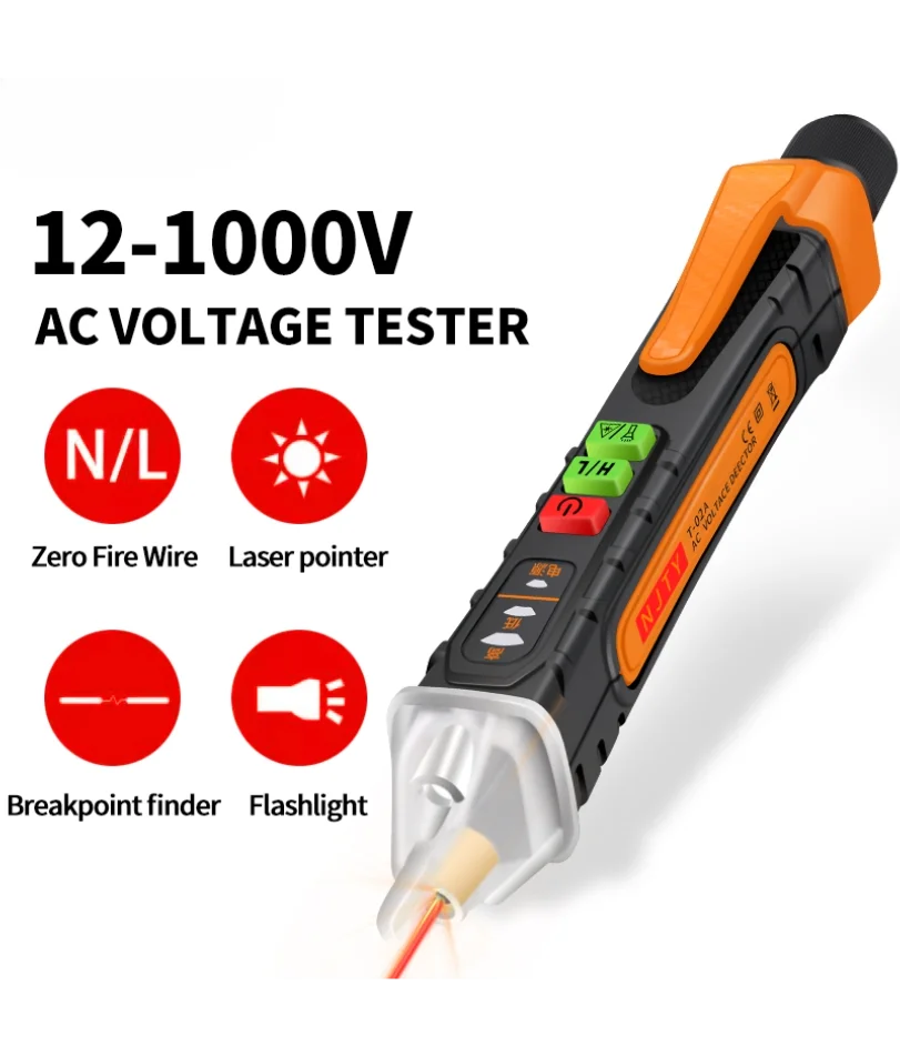 Non-Contact Voltage Tester Pen Smart Voltage Detector Infrared Indicator 12-1000V Test Pencil Breakpoint Finder With Flashlight
