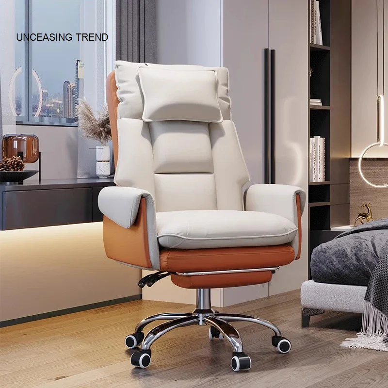 Minimalist White Office Chair Comfy Footrest Swivel ﻿mobile Gaming Chair Stylish High Back Silla Escritorio Home Furniture