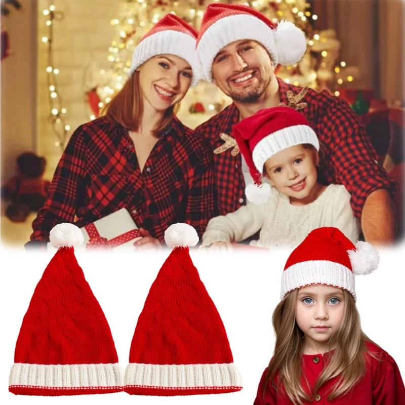 Erwachsene Kinder Weihnachtsmütze Winter Strickmütze Urlaub Fotoshooting Requisite Festliche Party Dekoration Lieferungen Weihnachtskostüm Zubehör