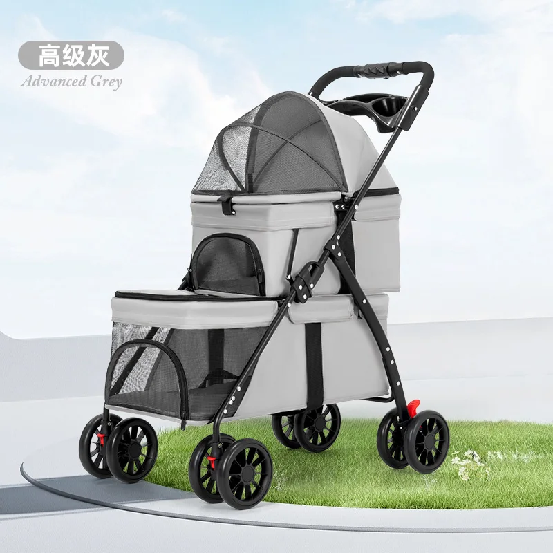 Double Pet Stroller Foldable Stroller for 2 Dogs Cats Two-Seater Carrier  Twin Dog Walk Jogger Travel Carriage with Cup Storage - AliExpress 15
