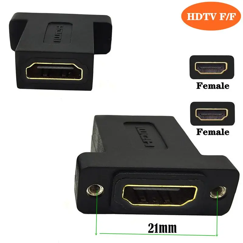 HDMI Compatible Female To Female With Nut Panel, Chassis Head Fixed, High-Definition HDMI Compatible Extension Joint M2.5 Metric