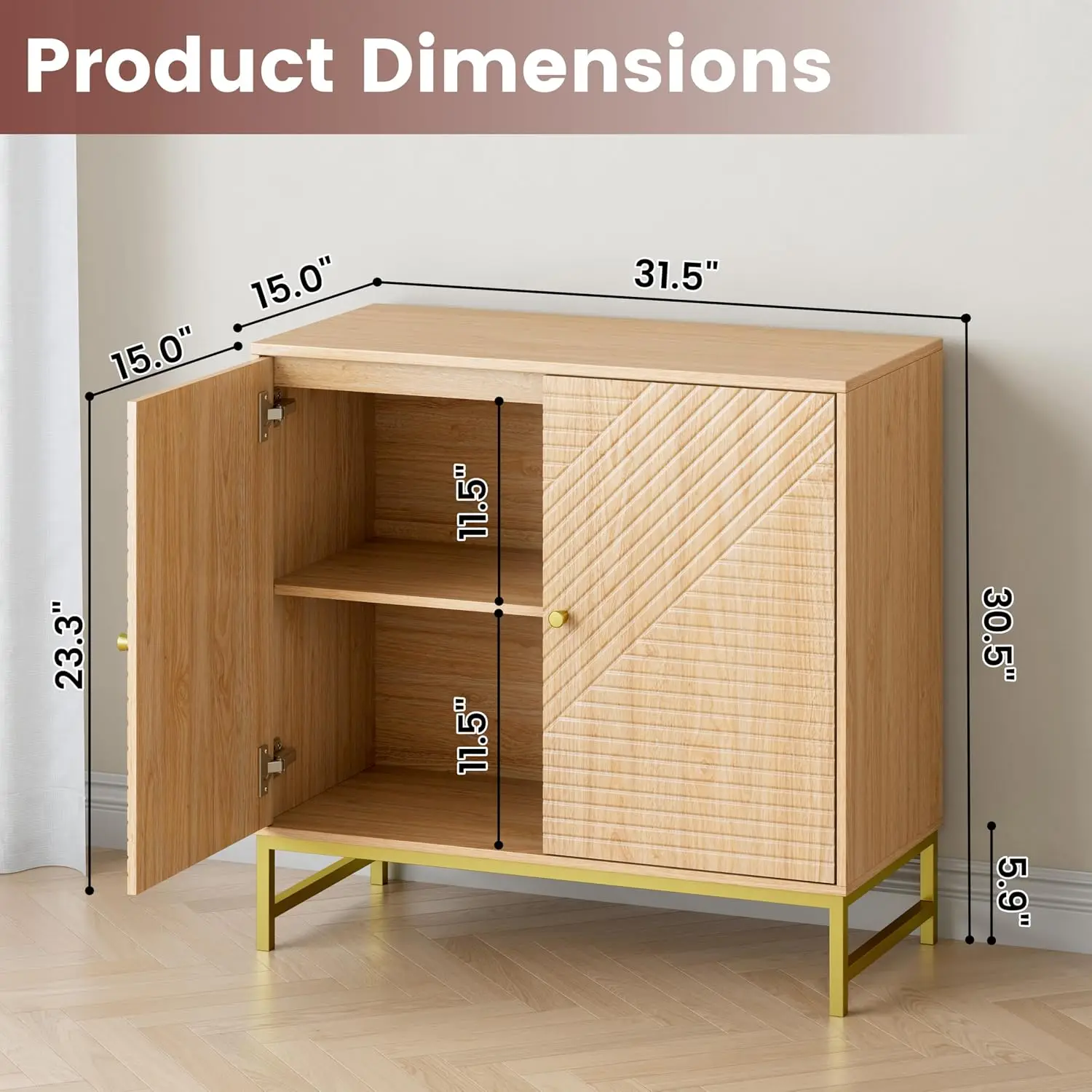 Storage Cabinet with Doors & Adjustable Shelf, Sideboard Buffet Console Credenza for Living Room Kitchen Dining Room, Customized