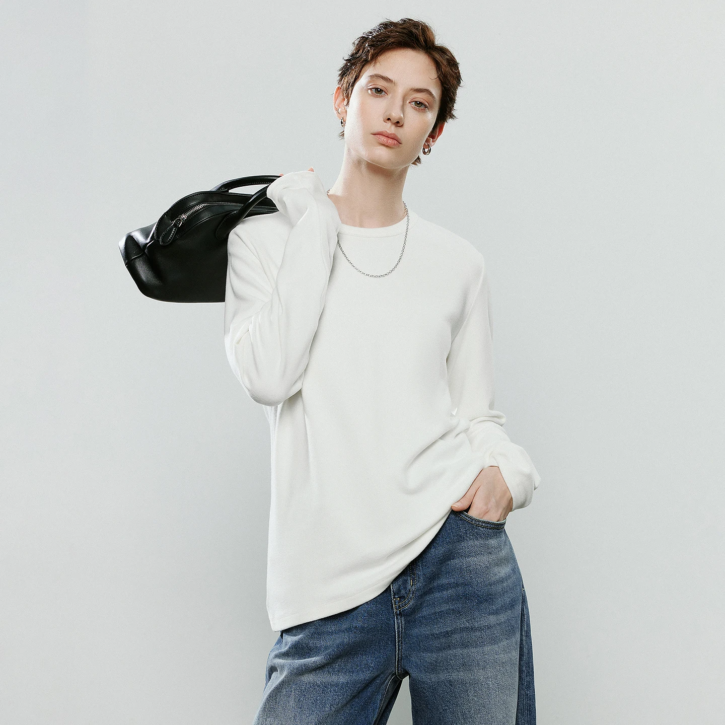 TOYOUTH Women T-Shirts 2025 Winter NewAsymmetric Warm Heating Back Split Base-Layer Top