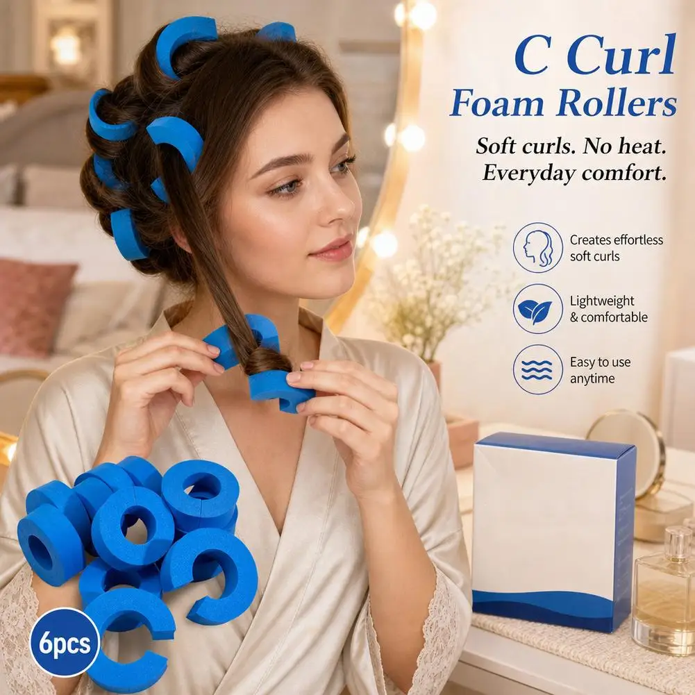 6pcs Foam Hair Rollers Heatless Curling Rod Sponge Hair Curlers Soft Sleep Hair Rollers Waves Styling Tool For Women