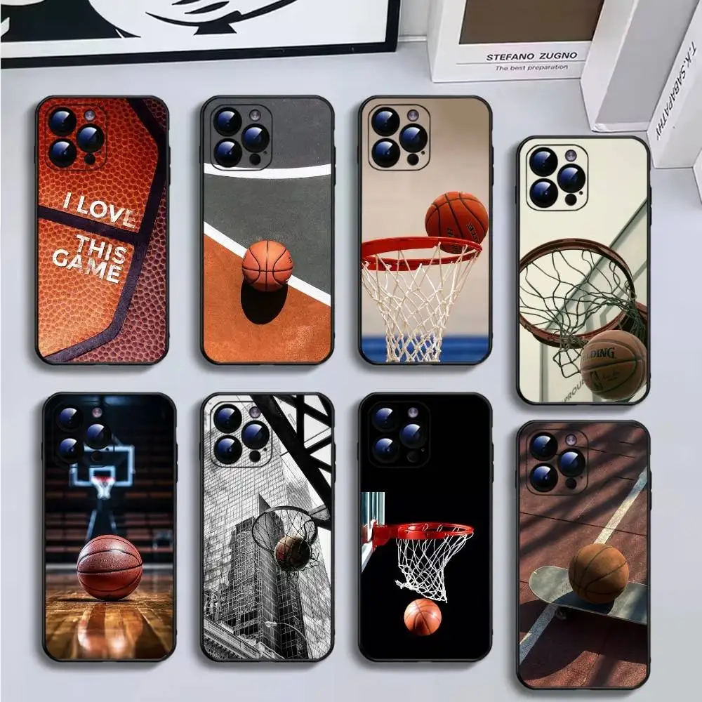

Basketball Basket Play Phone Case For iPhone16,15,14,13,12,11 Plus,Pro Max,XS,X,XR,SE,Mini,8,7,Soft Black Cover