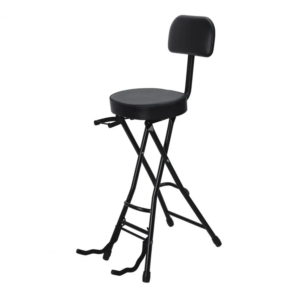 Guitar Stool with Padded Cushion Heavy-Duty Ergonomic Backrest Folding Chair with Guitar Stand Adult Portable Folding Stool