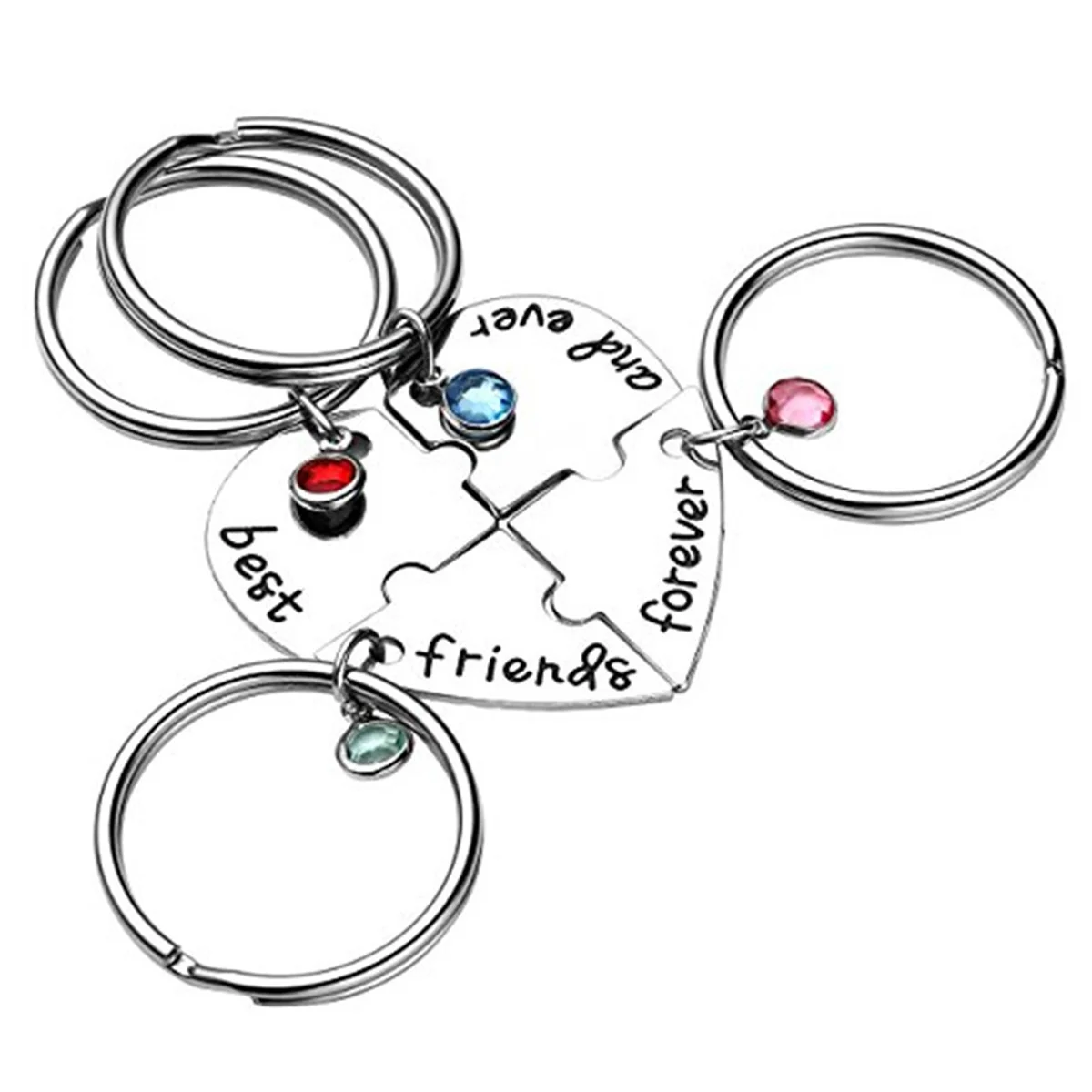 Bestfriendsforever Puzzle Heart Keychain Keyring Holder Heart-shaped Jigsaw Bag Hanging Accessories Decor