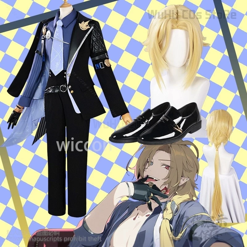 

Hugo Cosplay Zenless Zone Zero Vlad Anime Game ZZZ Handsome Uniform Props Shoes Wig Set Sexy Man Halloween Christmas Customized