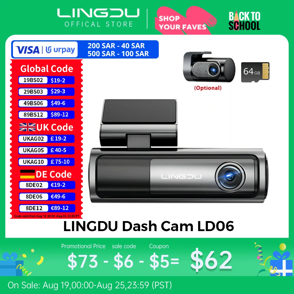 LINGDU LD06 Dash Cam 5K Car DVR 5.8Gh WiFi GPS Support BT Voice Control Dash Car Camera 24H Parking Monitor WDR Night Vision