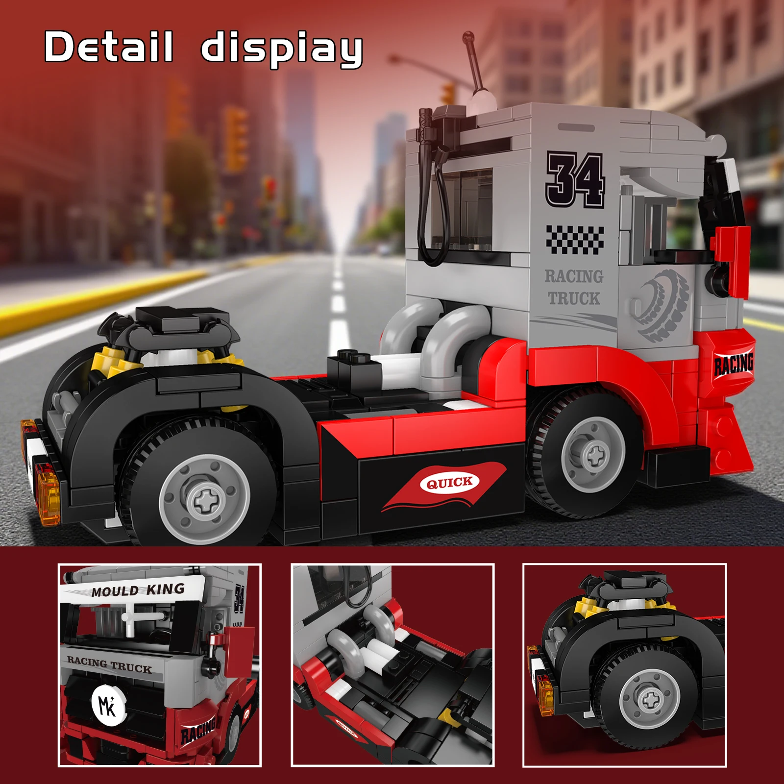 Mould King 24085 Racing Truck Building Blocks Mini Truck Head Model Desktop Ornaments Kids Bricks Assembly Toys Birthday Gift