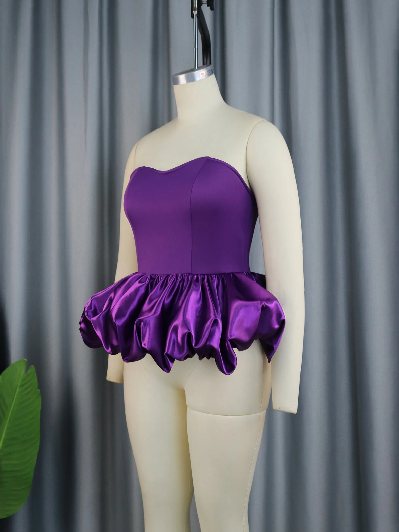 Backless Tops for Women Large Size Strapless Purple Off The Shoulder Slim Fit Evening Cocktail Birthday Party Pullover Blouses