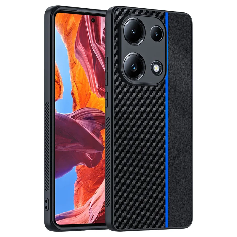 Fashion Carbon Fiber Case For Xiaomi Redmi Note 13 Pro 4G Cover Anti-knock Luxury Cases For Xiaomi POCO M6 Pro 4G