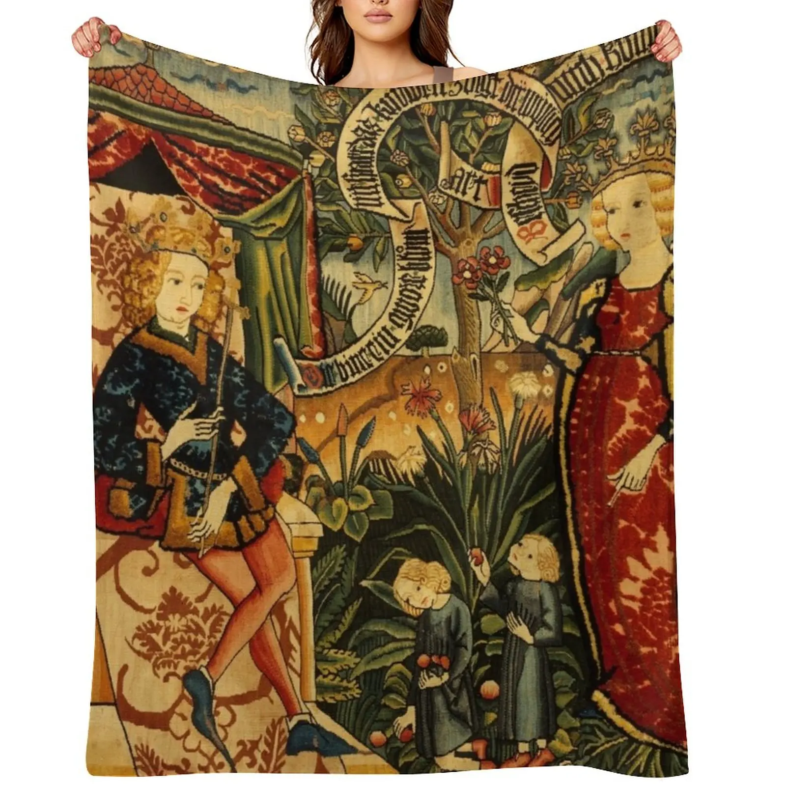 

Two Riddles of the Queen of Sheba, Medieval Tapestry Throw Blanket Giant Sofa Summer Nap cosplay anime Blankets