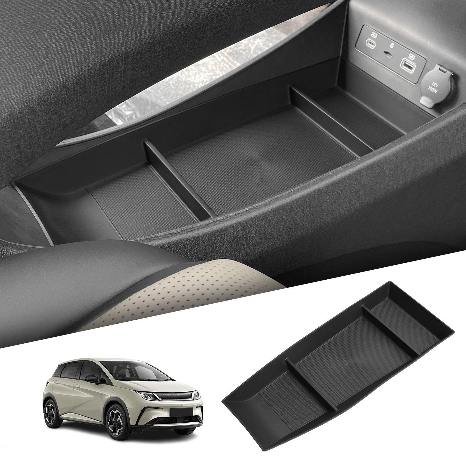 Органайзер-лоток LUCKEASY для центральной консоли BYD Dolphin 2025 Smart Driving Edition, нижний слой, TPE, аксессуары для хранения