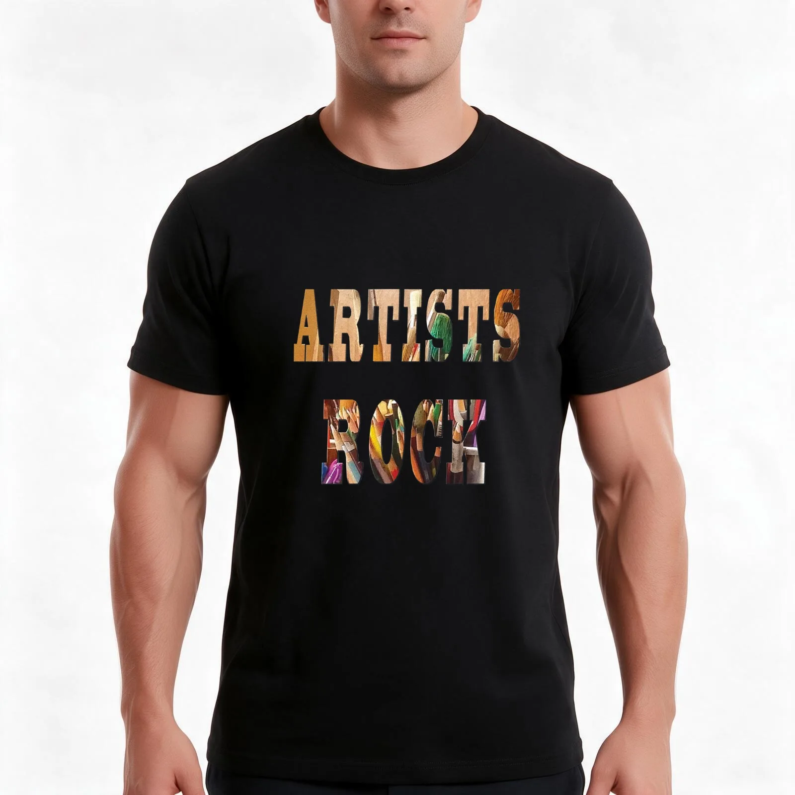 ARTISTS ROCK design in various colors T-Shirt, Summer Casual Cotton Tee, Oversized Streetwear Tops, Vintage Graphic Print