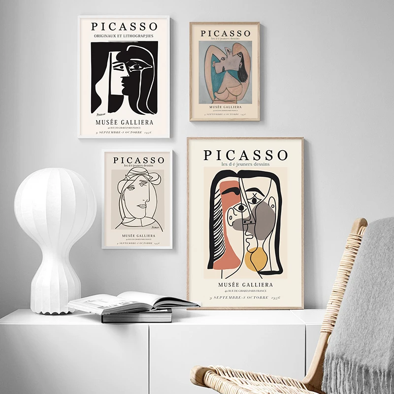 Picasso Abstract Canvas Painting Modern Line Art Wall Poster Print Picture for Living Room Home Decor