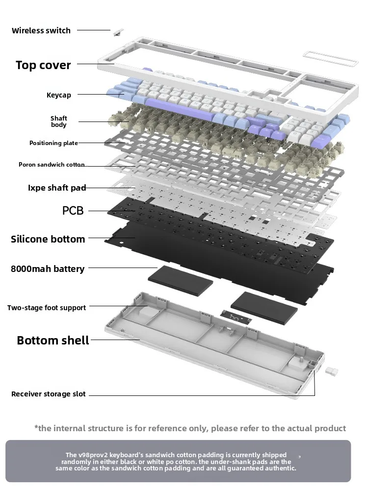 VGN V98pro V2 Mechanisch toetsenbord Draadloos Bluetooth 3 modi Ergonomisch ontwerp PAKKING Hot Swap RGB Aangepast kantoorgamingtoetsenbord