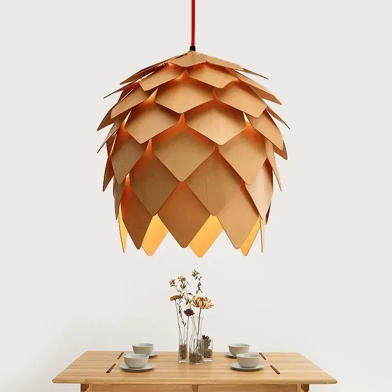 

Modern Handmade DIY Wood Chandelier Pinecone Hanging Wood Artichoke Lamp Home Decorative Light Fixtures AC100-240V