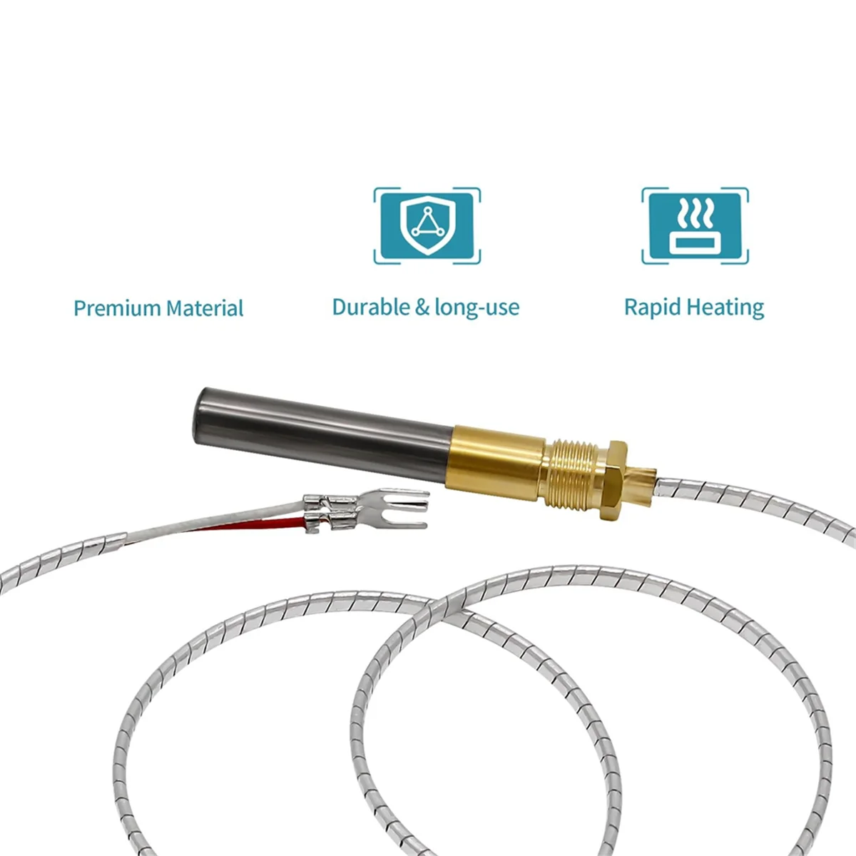 Thermopile 36In 750mv cocok untuk Heat Glo Heatilator, 750 ℃ Millivolt Thermocouple ganti untuk bagian perapian Q313A, 3 buah