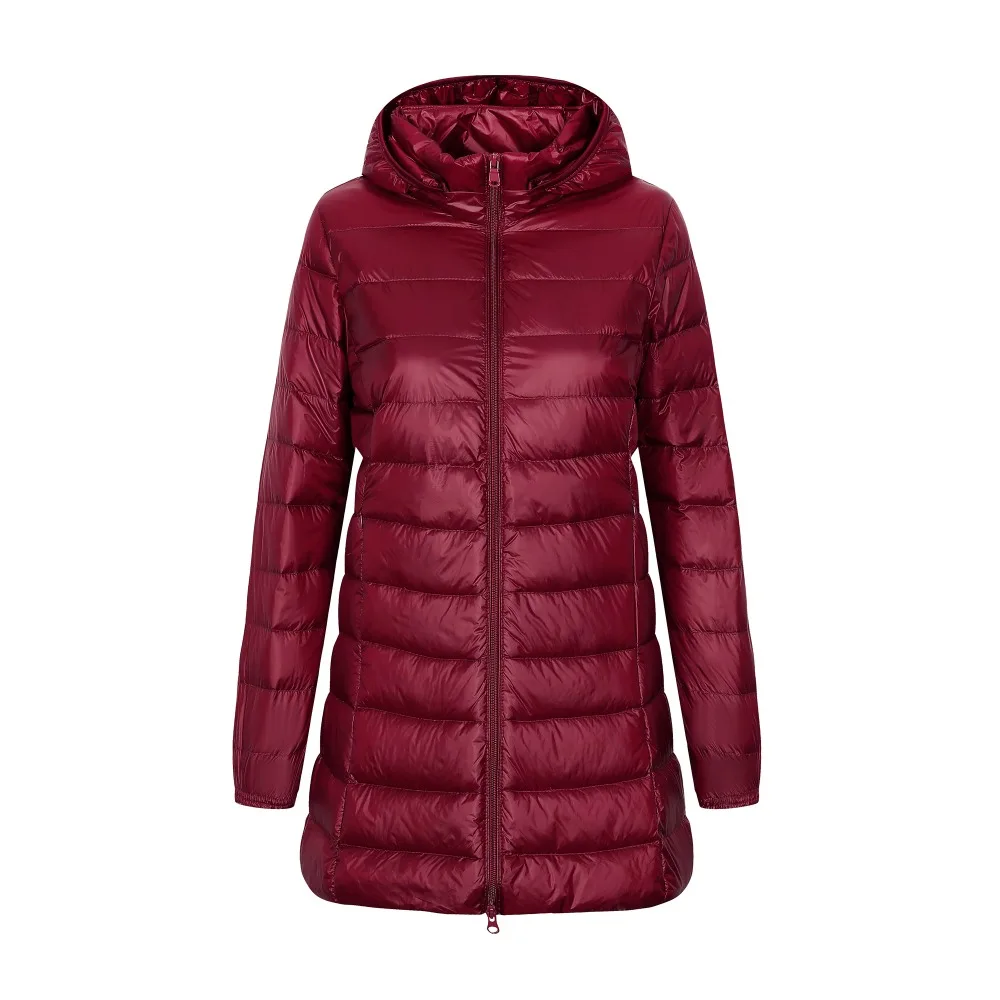 2023 New European Ladies Coats Long Autumn Winter Hat Detachable Light Down Jacket Women Hooded Outerwear Female Warm Coat