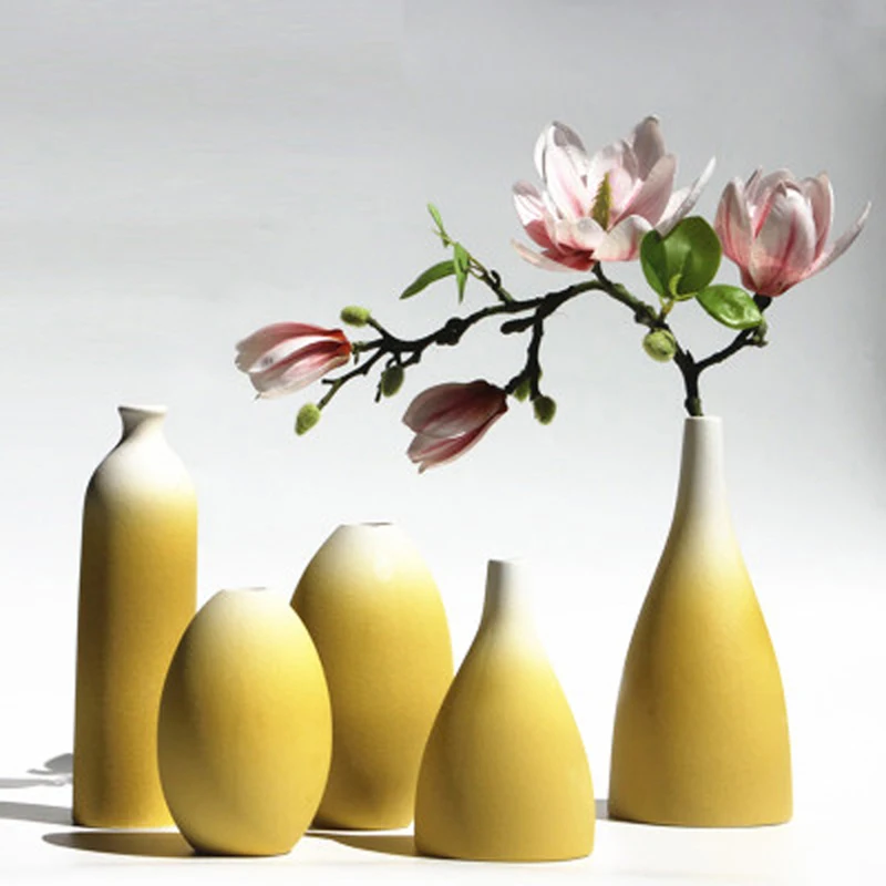 Originality vase decoration home Modern grind ceramic vases Tabletop ceramic vase home decoration Blue and Yellow