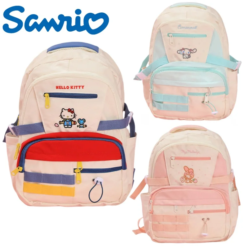 MINISO New Sanrio Backpack Cartoon HelloKitty Large Capacity Girls Casual School Bag Travel Portable Storage Fashion Commuting