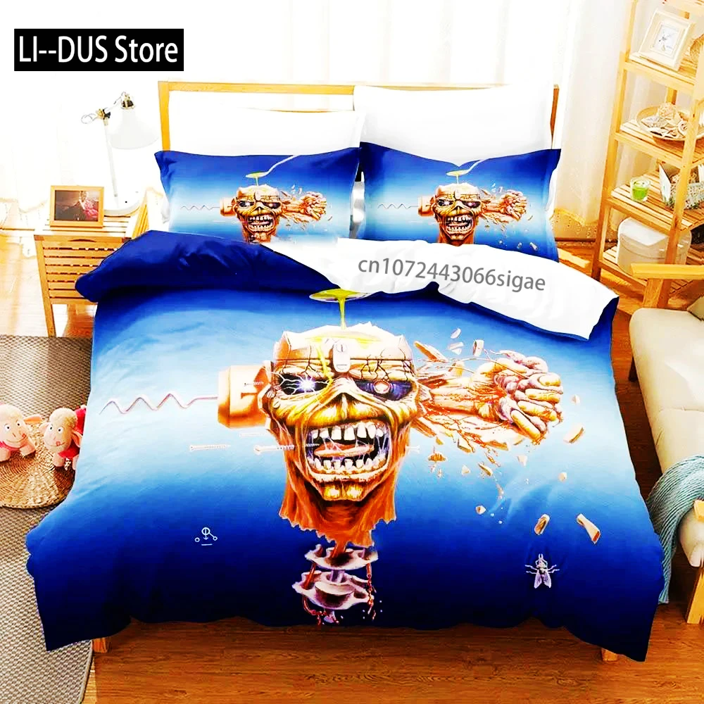 

Hip Hop Heavy Metal Maiden, 3-piece Cartoon Anime Duvet Cover Sets For Adult Boy bedroom, Luxury Printed Bedding Set