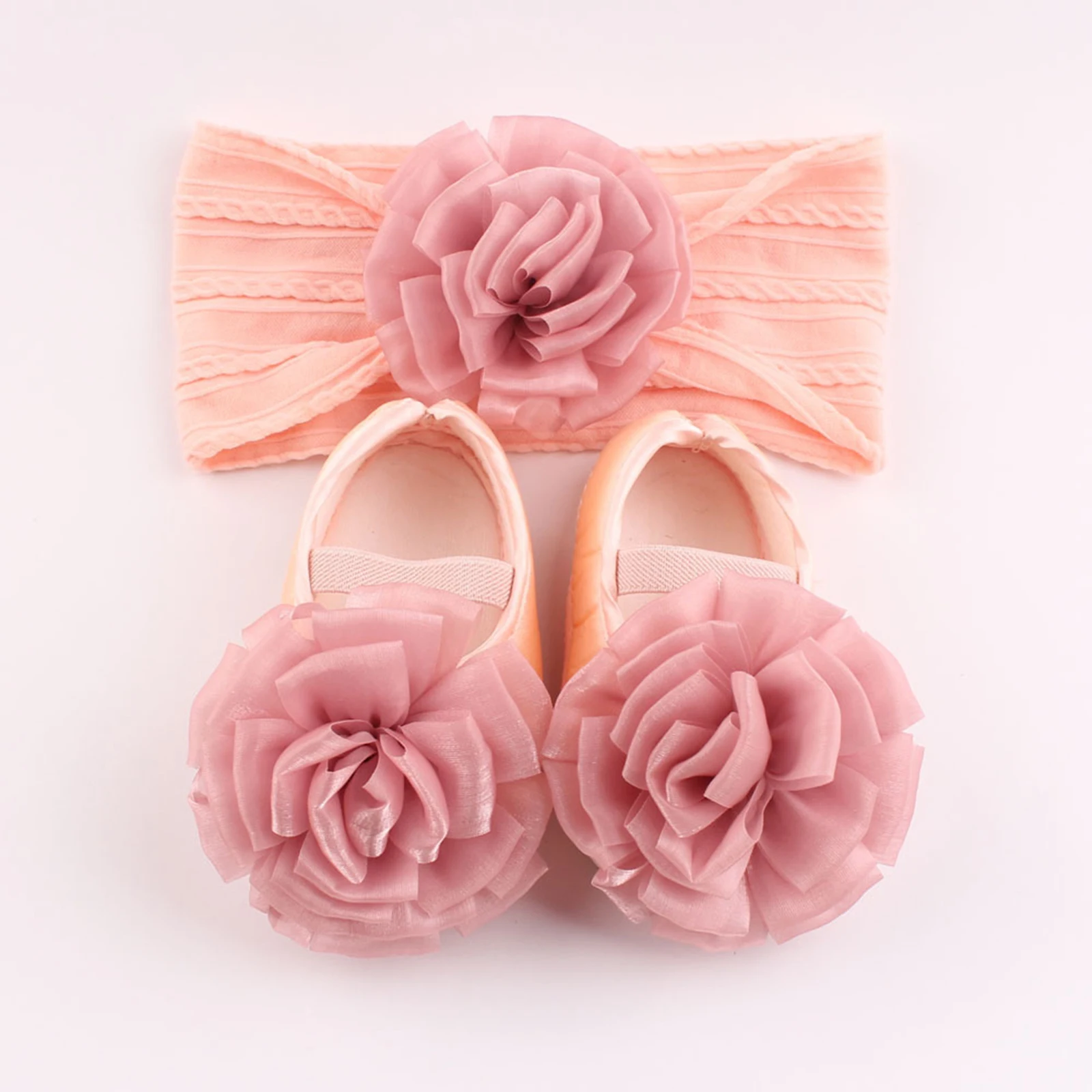 

Обувь для крещения и повязка на голову для девочек 0-12 месяцев, изящные туфли с 3D цветами, туфли-мэри-джейн для малышек.