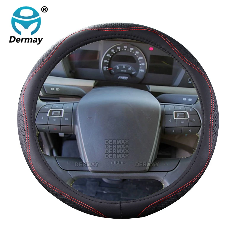 Large Size 45cm 47cm 50cm Car Steering Wheel Cover Micro Fiber Leather Lattice Embossing Non-slip For Car Bus Truck High Quality