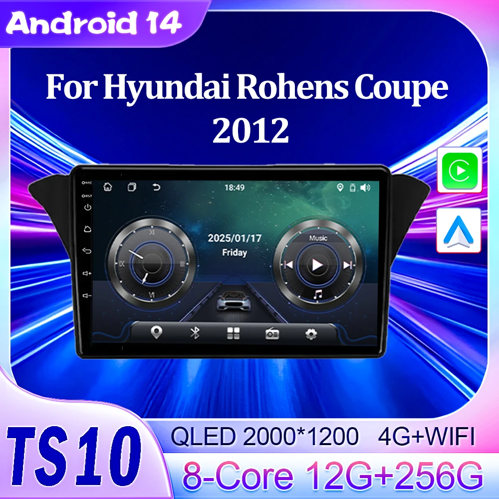 

For Hyundai Rohens Coupe 2012 Car Multimedia Video Player Android 14 Touch Screen Intelligent SystemAndroid Auto CarPlay Monitor