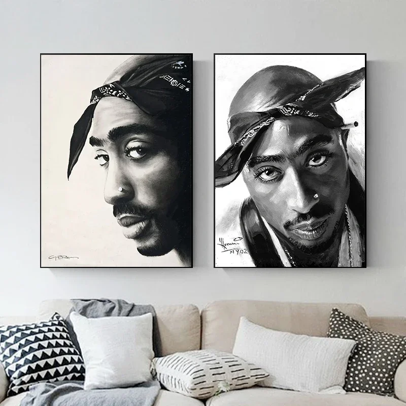 Tupac Shakur Poster Famous Music Hip Hop Rap Star Canvas Painting Singer 2PAC Wall Art Picture For Living Room Home Decoration