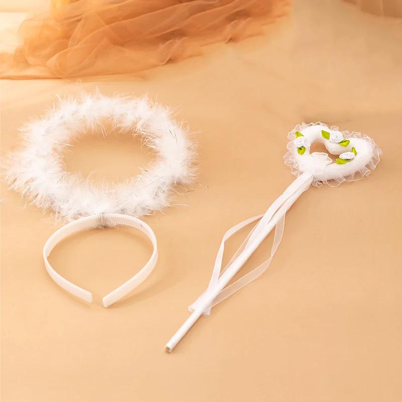 Angel Feather Wings Kids Adults White Angel Wings Wands Cosplay Props Women Girls Halloween Christmas Party Decoration Accessory