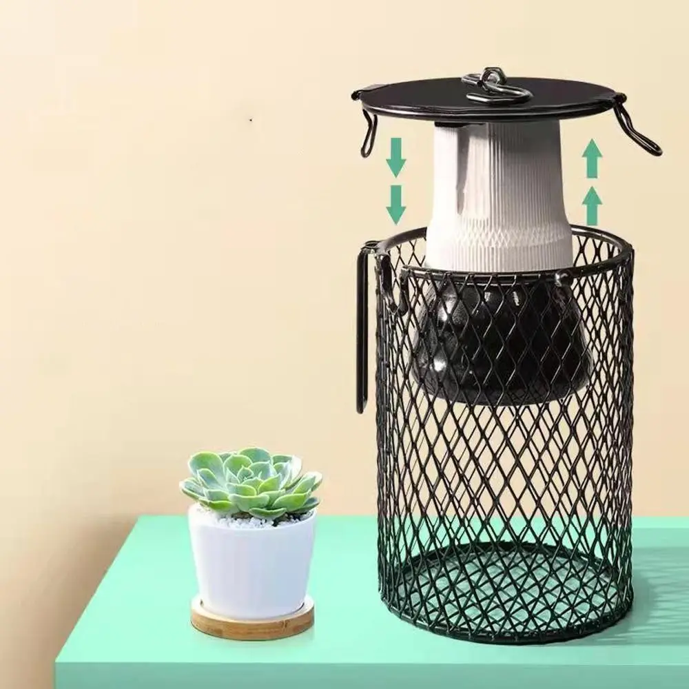 السيراميك باعث الحرارة الحيوانات الأليفة التدفئة عاكس الضوء قفص مزدوج شبكة حديدية قبة الزواحف الحرارة عاكس الضوء E27 لمبة حامل