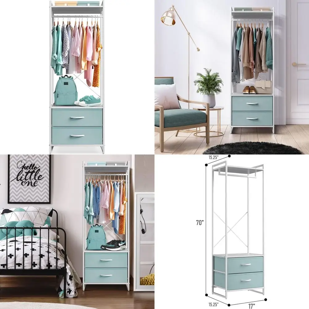 

Heavy-Duty 70 Tall Metal & Wood Top Garment Rack - Freestanding Coat Closet for Hallway, Bedroom