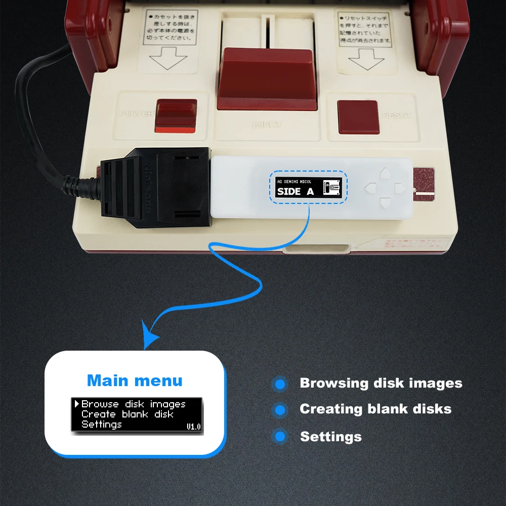 

Famicom Disk System Drive Emulator FDSkey with OLED Display Support MicroSD Game Card For Famicom Console AV FC