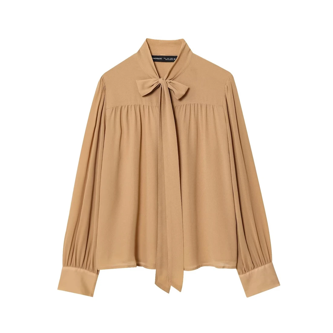 

Женская однотонная модная шифоновая блузка с воротником-бабочкой, женская рубашка, новый стиль 2025 года, элегантный топ для женщин